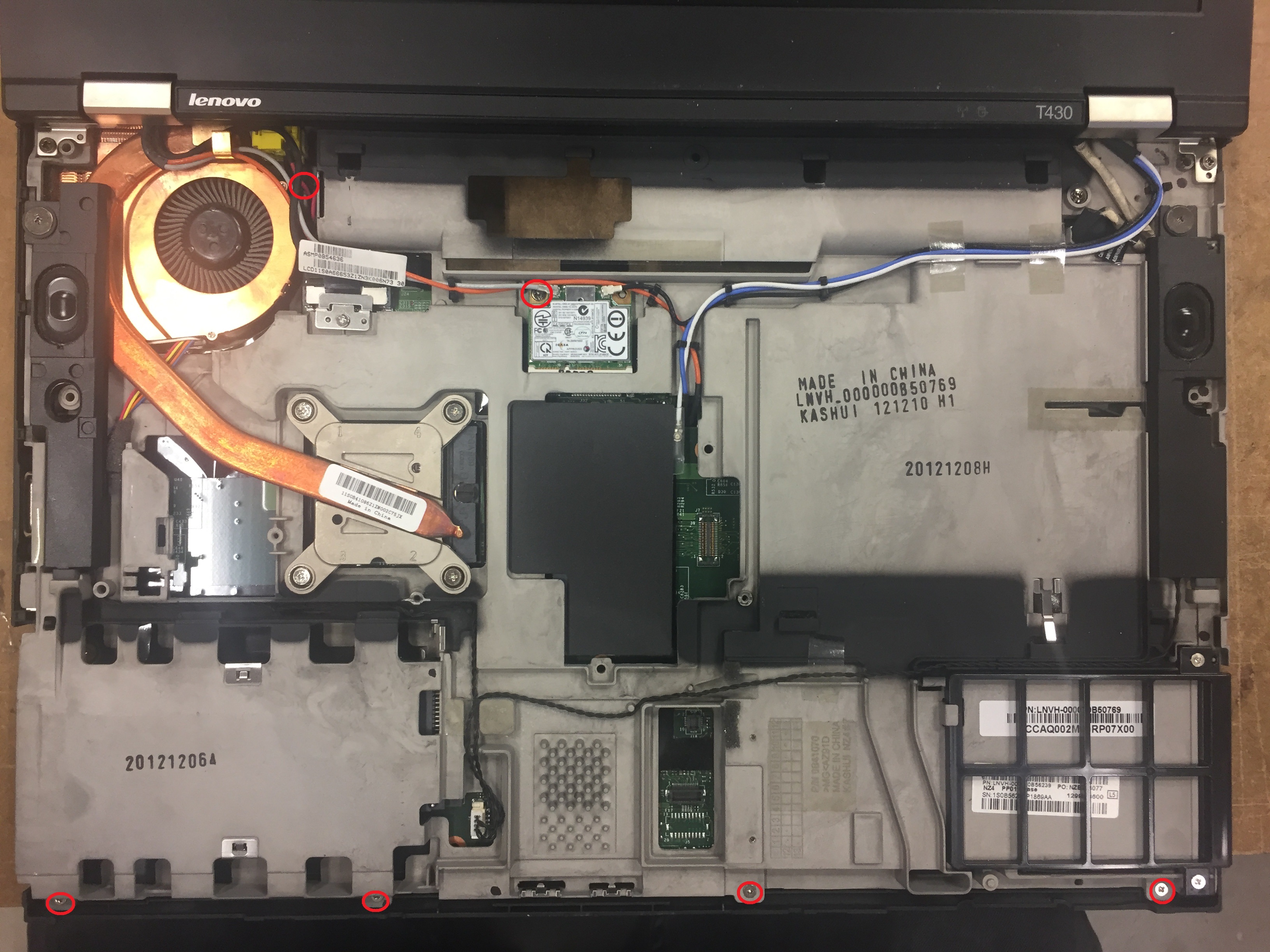 Lenovo T430 motherboard view